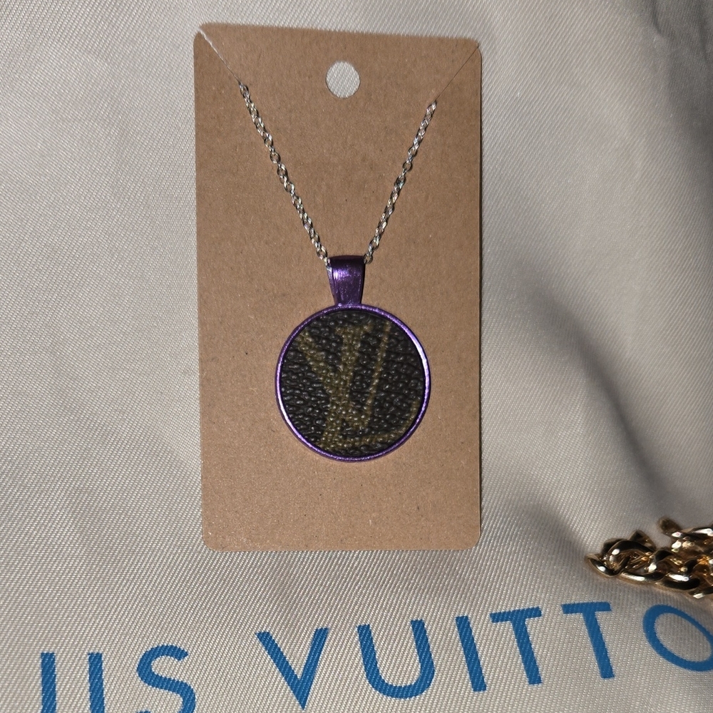 ❣️Louis Vuitton❣️Upcycled⬆️Sterling Silver 20' Purple Necklace💜Authentic LV Bag